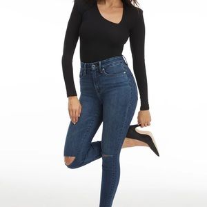 GOOD WAIST CROP RAW EDGE | BLUE676 - BLUE676 / 2 × 1